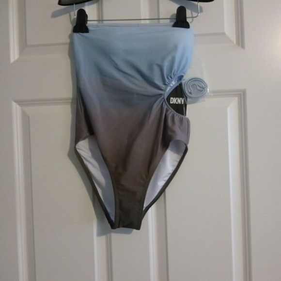 NWT DKNY Ombre Blue Strapless One Piece Swimsuit - Picture 6 of 14